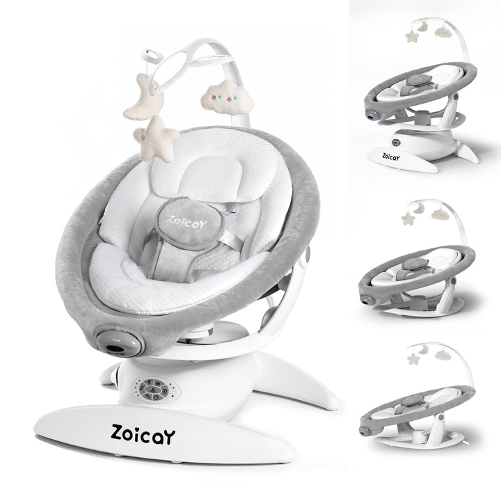 Baby wippe Zoicay 3-in-1 Babywippe Elektrisch für Neugeborene mit 9 modi 360° Drehbar und Schaukel A