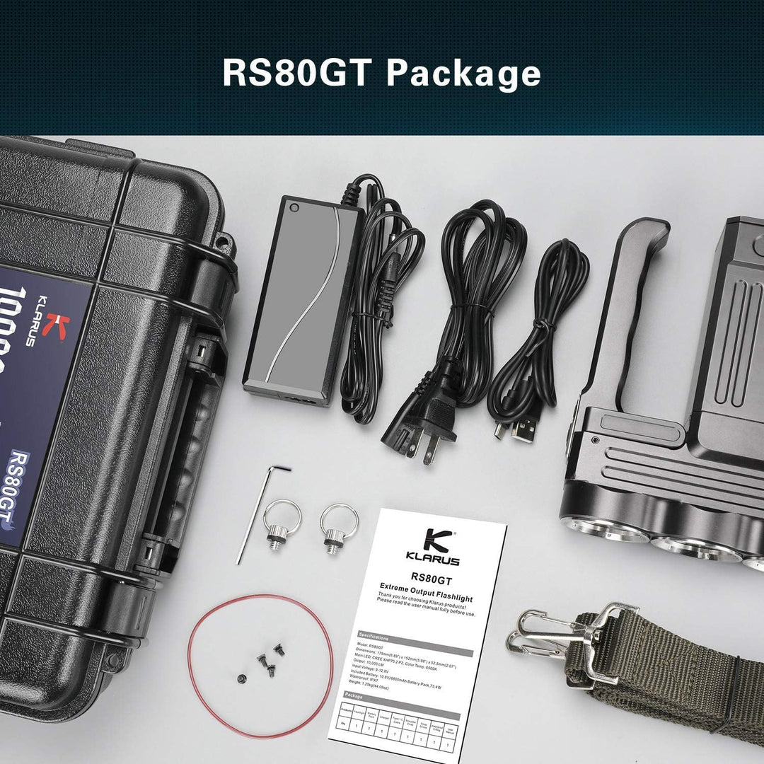 klarus RS80GT Wiederaufladbarer LED Handscheinwerfer 10000 Lumen Extrem Hell LED Taschenlampe Latern
