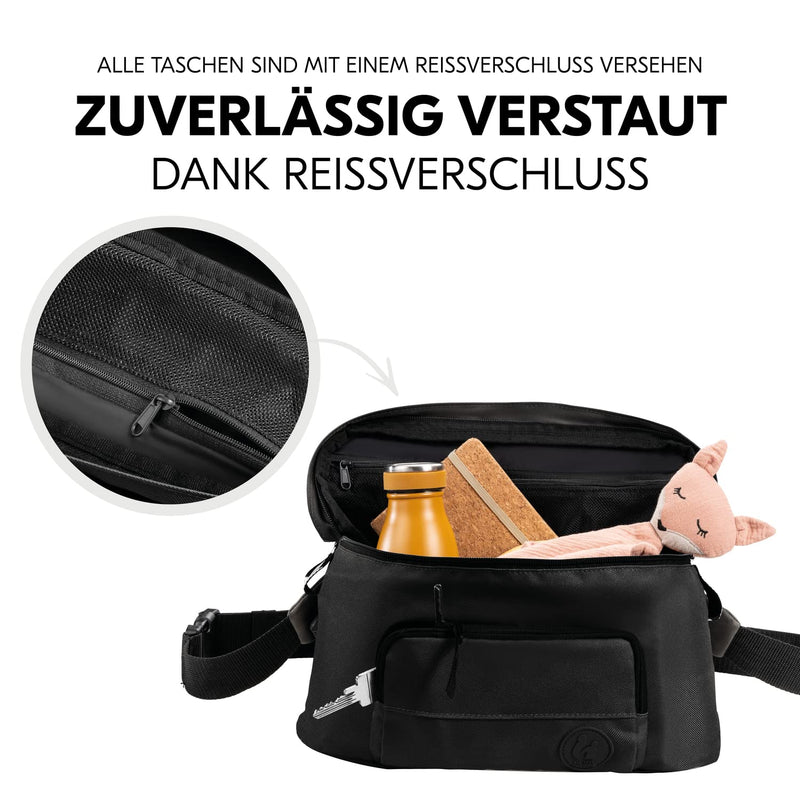 Hauck 2in1 Bauchtasche und Kinderwagentasche, Grosser Kinderwagenorganizer Hüfttasche Crossbody Brus