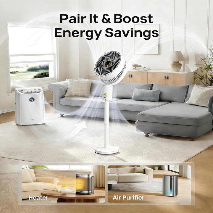 Smart Standventilator, 20dB Leiser Bodenventilator, Fernbedienung, stufig höhenverstellbar, Schüttel