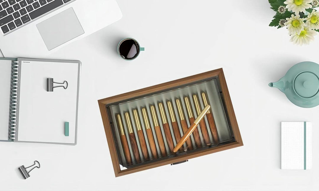 Cokritsm Holz Stift Display Box 12 Stift-Organisationsbox Stiftaufbewahrungs-Sammler-Organisationsbo