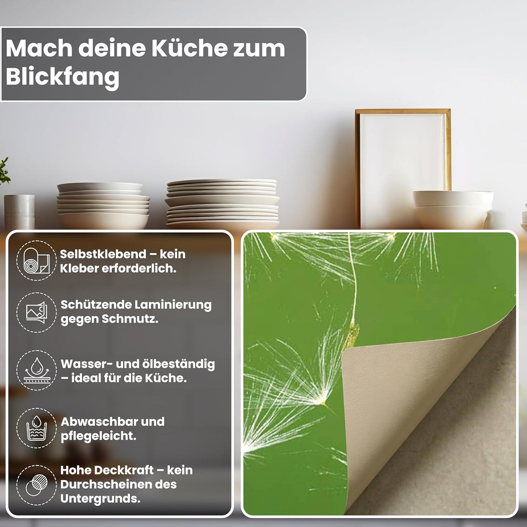 DIMEX Küchenrückwand Folie selbstklebend LÖWENZAHN | Klebefolie - Dekofolie - Spritzschutz für Küche