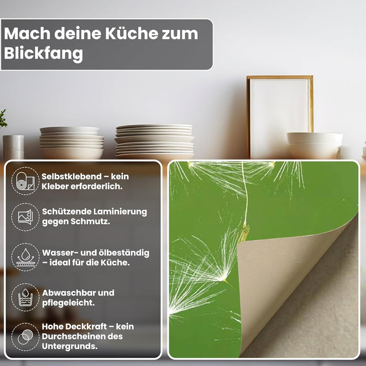 DIMEX Küchenrückwand Folie selbstklebend LÖWENZAHN | Klebefolie - Dekofolie - Spritzschutz für Küche