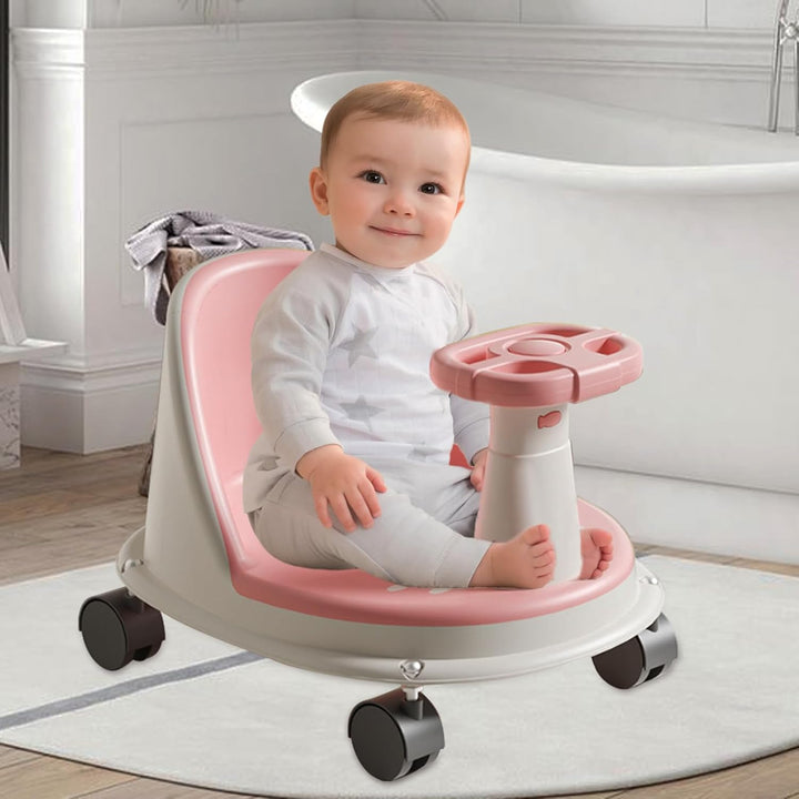 Baby Bade Sitz, Rutschfester Badewannensitz Für Babys, Mit Lenkrad Und Rädern, Baby Badesitz Ab 6 Mo
