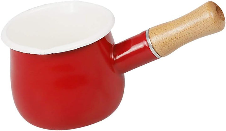 550ml Antihaft Klein Milchtopf Milchpfanne mit Holzgriff für Induktion Gasherd Rot, Rot