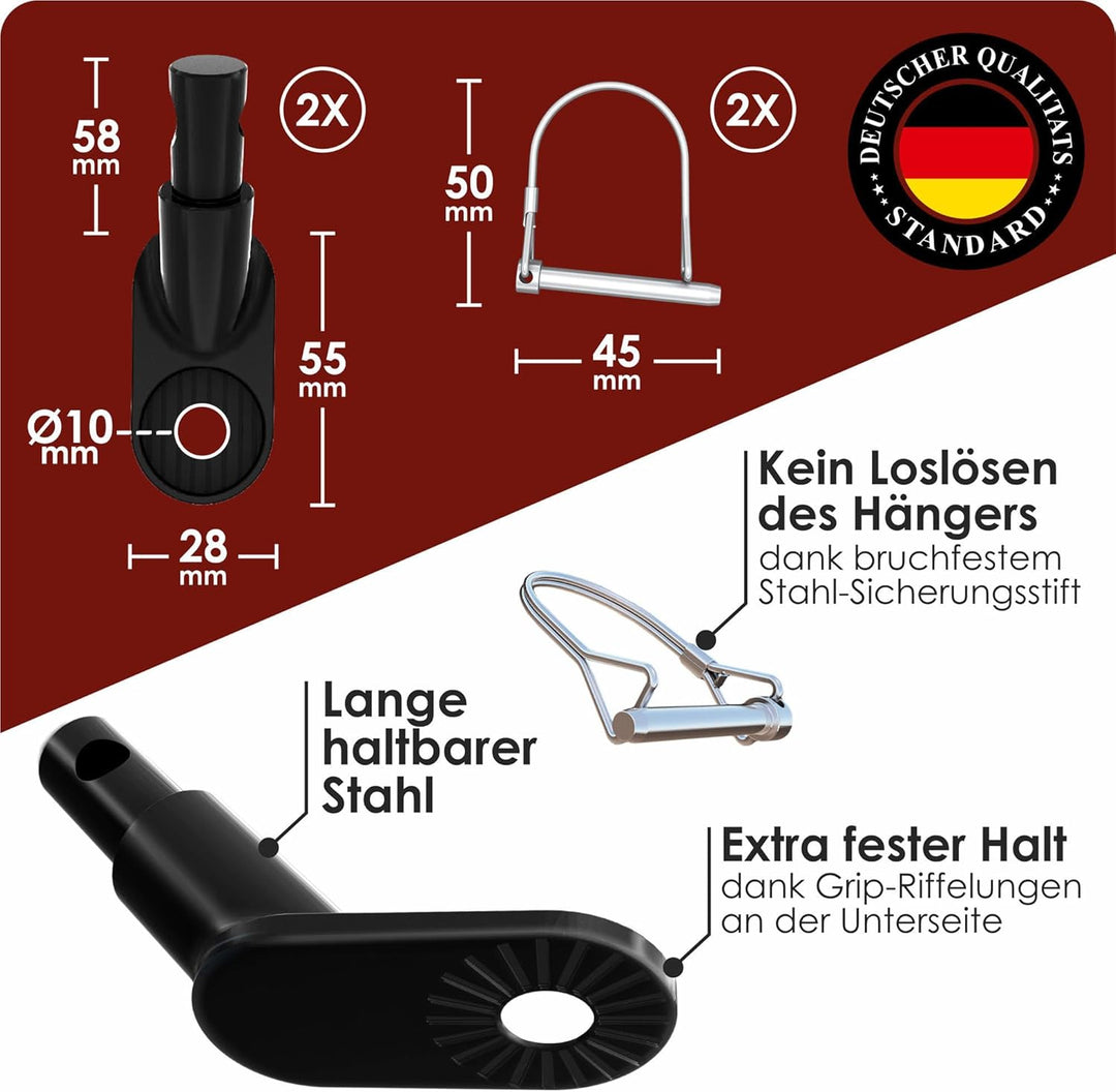 Stabile Fahrradanhänger Kupplung mit Sicherungsstift schwarz, hohe Fahrstabilität, Fahrrad Anhängerk