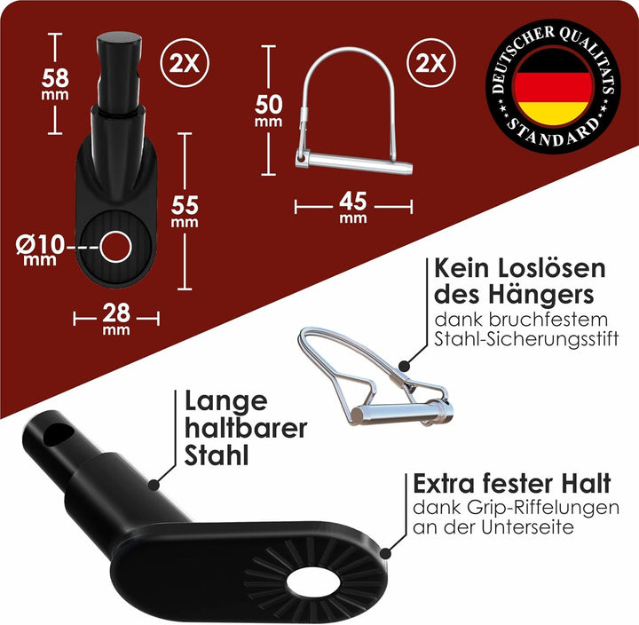 Stabile Fahrradanhänger Kupplung mit Sicherungsstift schwarz, hohe Fahrstabilität, Fahrrad Anhängerk