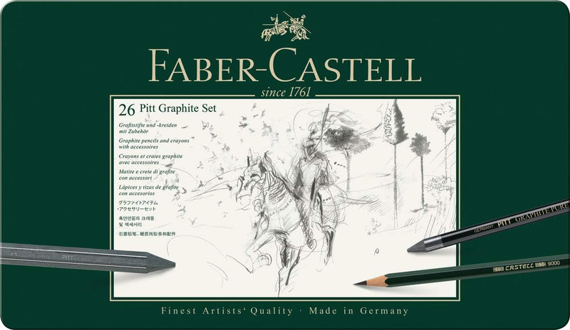 Faber-Castell - Pitt Graphite Set im Metalletui, gross, 26 + 3 -teilig (inklusive Radierstift mit Pi