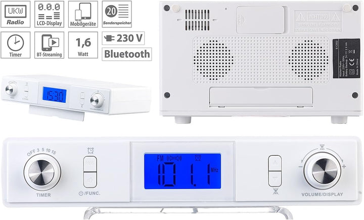 auvisio Küchenunterbauradio: Stereo-FM-Küchen-Unterbauradio mit Bluetooth, Timer, Wecker, LCD, PLL (
