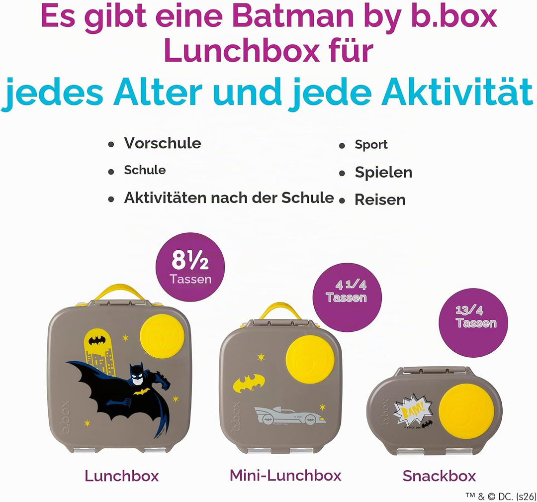 b.box Batman Snackbox | Mini Bento-Brotdose mit 2 auslaufsicheren Fächern | Ideal für Kleinkinder, K