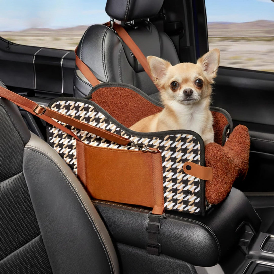 Hunde Autositz für Kleine Hunde & Katzen - Sicher auf Rücksitz, Beifahrersitz & Mittelkonsole mit Do