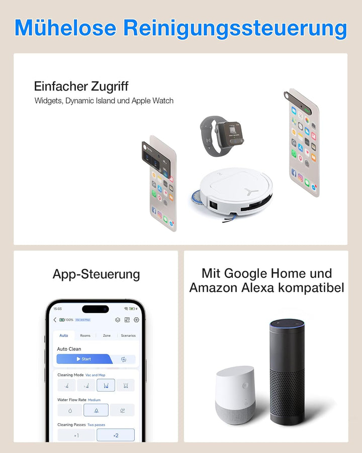 ECOVACS DEEBOT T50 Omni Gen3 Saugroboter mit Wischfunktion, 25.000 Pa, ZeroTangle 3.0, AIVI 3D 2.0,
