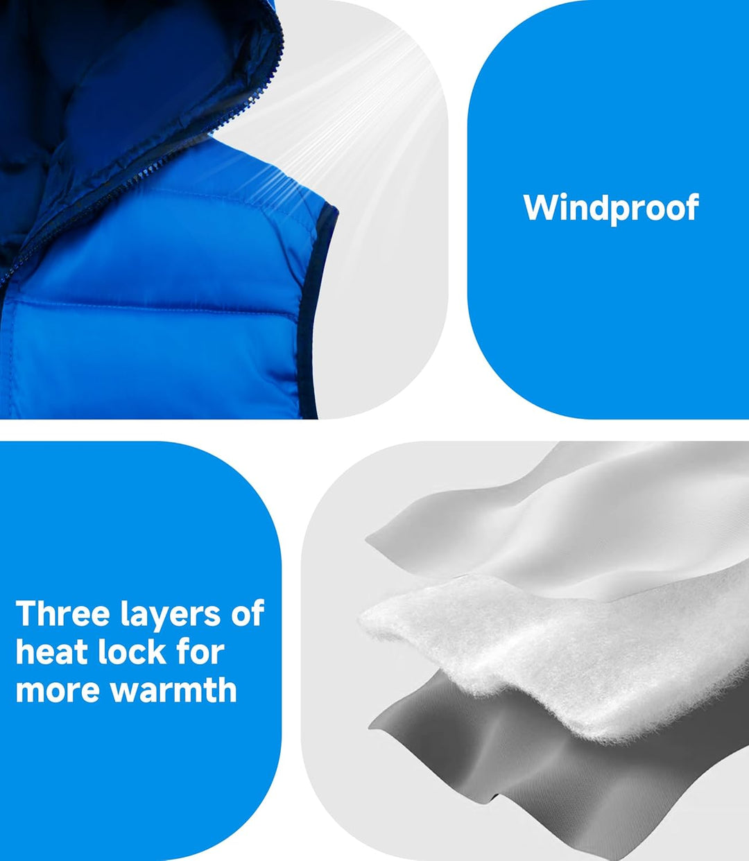 LAUSONS Kinder Warme Weste Jungen Steppweste Ärmellose Winterjacke Puffer Weste mit Kapuze Blau 170-