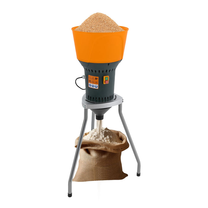 Getreidemühle Elektrisch 1000W mit Standfuss 300kg/h 6.5L-Einfülltrichter mit 5 Siebe Klinge 19000RP