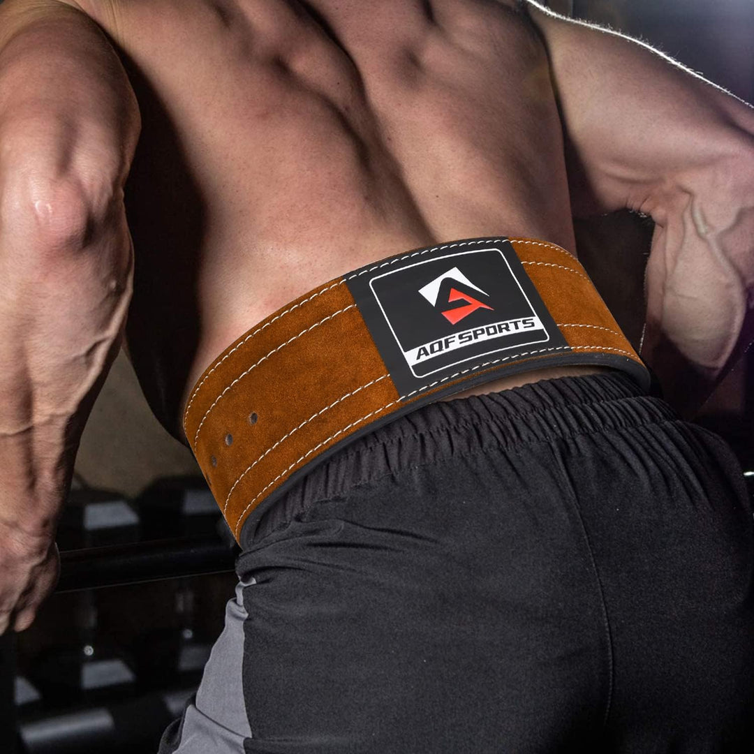 AQF Gewichthebergürtel Lever Schnalle, 4" Breit 10mm Dick Leder Belt - Genehmigt IPL USPA Kraftraini