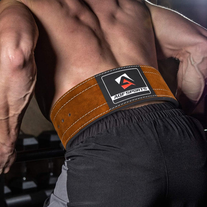 AQF Gewichthebergürtel Lever Schnalle, 4" Breit 10mm Dick Leder Belt - Genehmigt IPL USPA Kraftraini