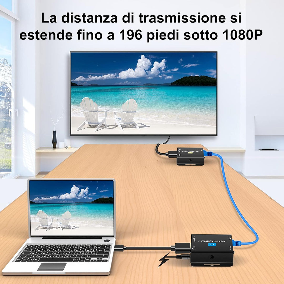 VEDINDUST HDMI Extender, Over Cat5e/6/7 Ethernet HDMI Transmitter Empfänger unterstützt EDID 1080p P