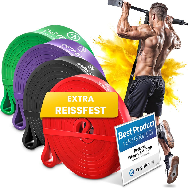 Fitnessband Pull Up Resistance Band, Klimmzughilfe + Trainings-eBook - DAS Klimmzug Widerstandsband