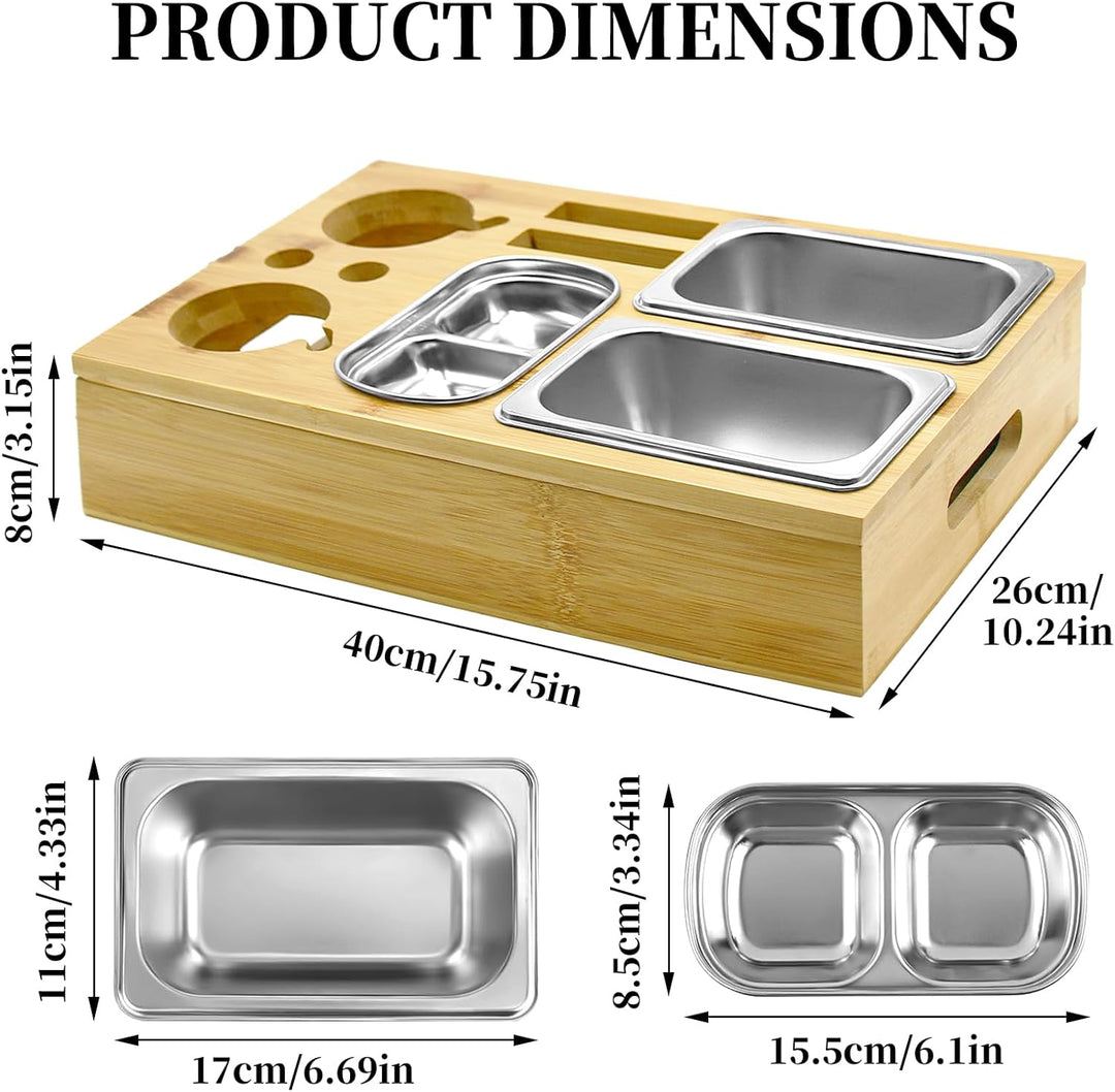 Couchbar Snackbox mit Geschenkbox, Holz Couch Bar, Couch Tablett Mit Snackschalen Aus Edelstahl, Get