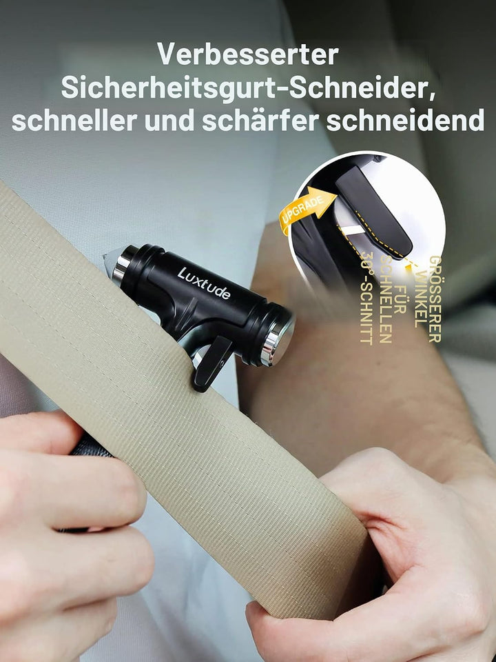 Luxtude Auto Nothammer, Upgrade Gurtschneider Notfallhammer, Glasbrecher Nothammer mit Gurtschneider