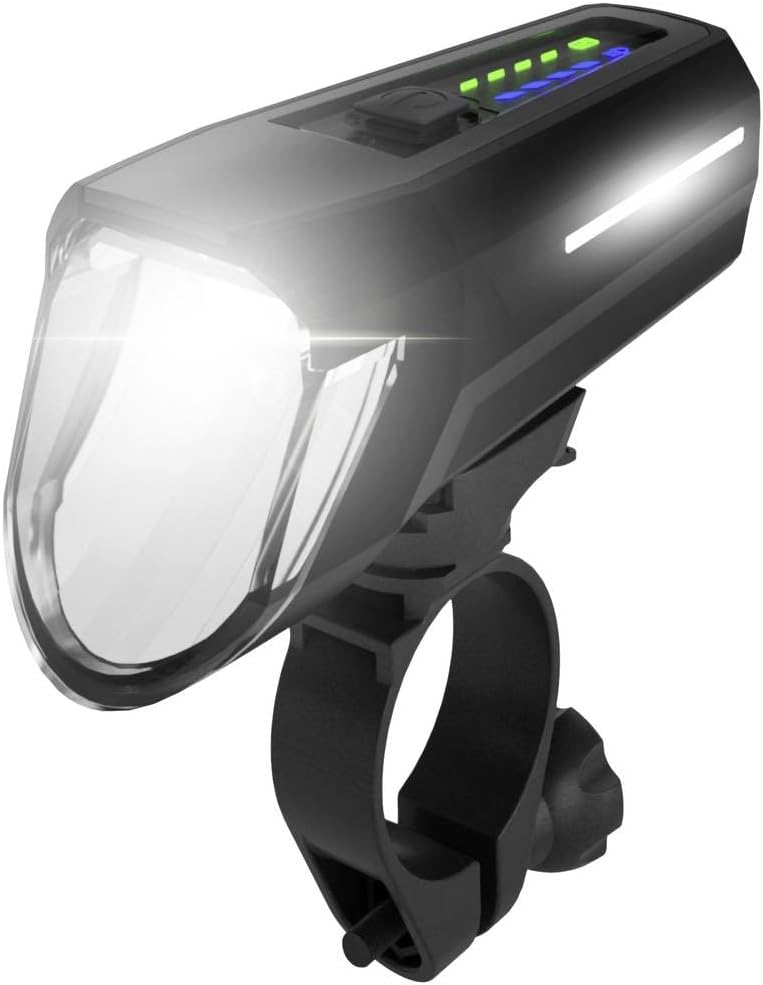 FISCHER Fahrrad LED-Frontlicht 110 Lux, mit Sensormodus, Leuchtweiteneinstellung, bis zu 20 Stunden