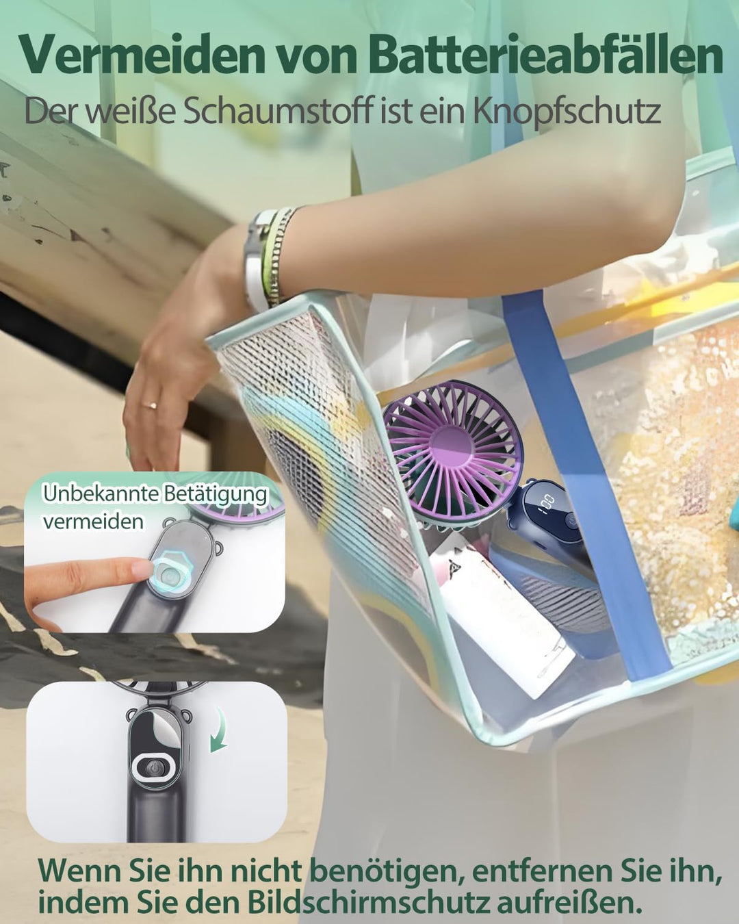 2 Stück Mini Handventilatoren Akku Aufladbar,Tragbarer USB Klein Hand Ventilator Sehr Leise,LED Anze
