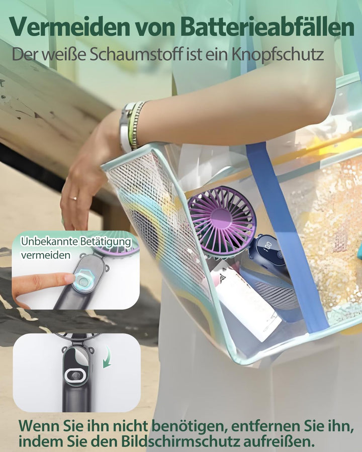 2 Stück Mini Handventilatoren Akku Aufladbar,Tragbarer USB Klein Hand Ventilator Sehr Leise,LED Anze