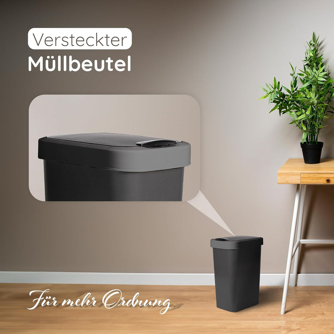 Novaliv Mülleimer 25L mit 2in1 Deckel, Klappdeckel & Schwingdeckel, Anti-Geruch Abfalleimer für Küch