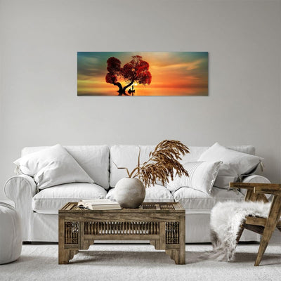 Panorama Bilder auf Leinwand See Natur Nacht Leinwandbild mit Rahmen 90x30cm Wandbilder Dekoration W