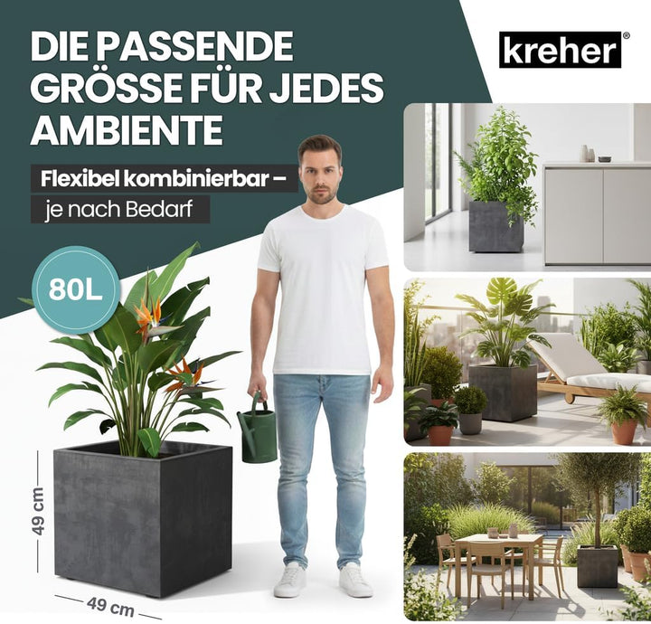 Kreher XL Pflanzkasten Millennium in verschiedenen Formaten und Farben. Tolle Naturstein Optik in Br