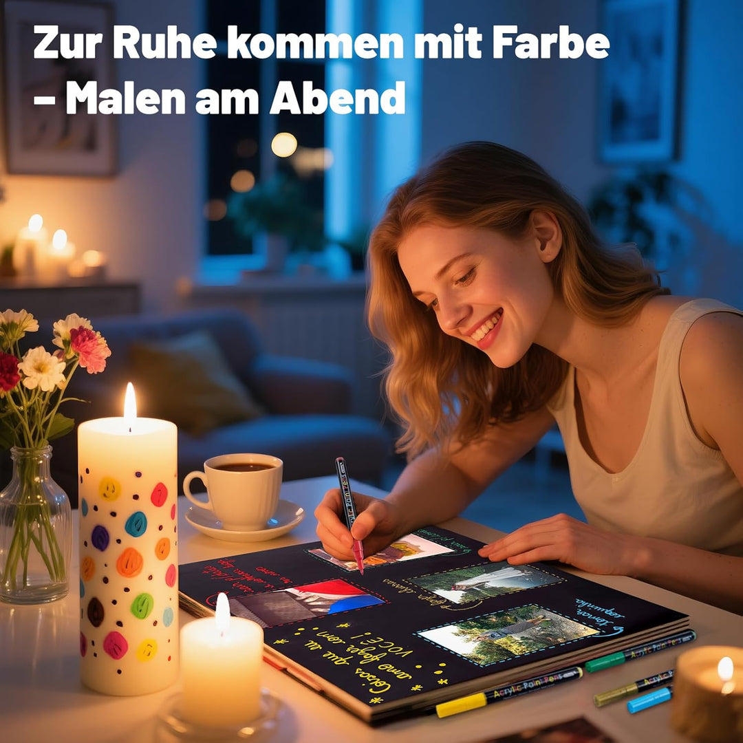 APOGO Acrylstifte für Steine Wasserfest Steine zum Bemalen, 18 Farben 0.7mm Acrylstifte Set für Weih