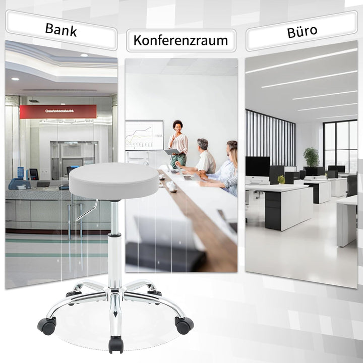 FIRAVOE Ergonomischer höhenverstellbarer Rollhocker 49,5–67,6 cm, Stabiler rückenloser Bürohocker au