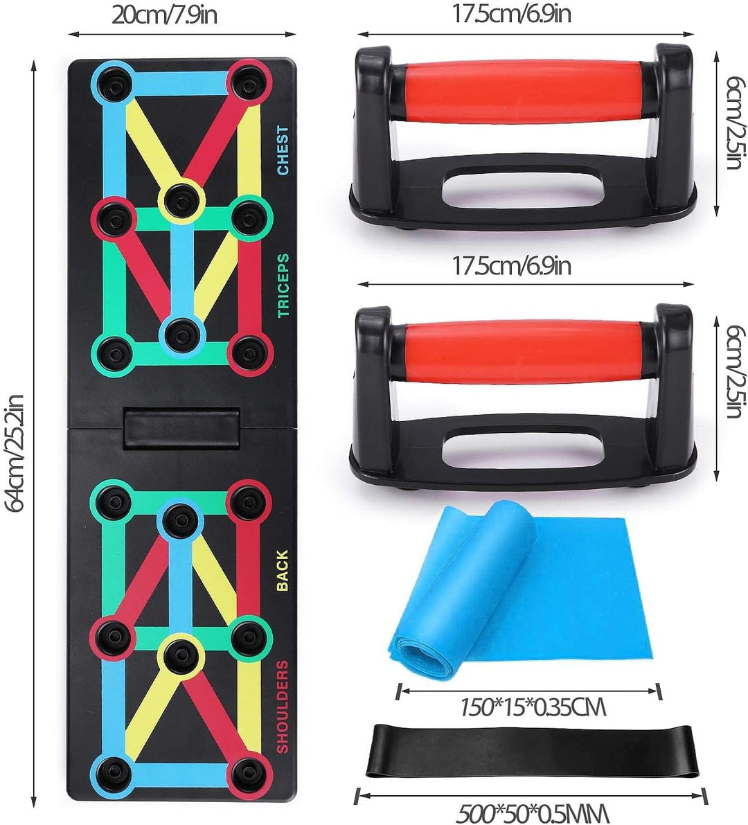 TOMSHOO Push Up Board mit liegestützgriffe, Faltbare Liegestütze mit Handgriff, Fitness Board Home T