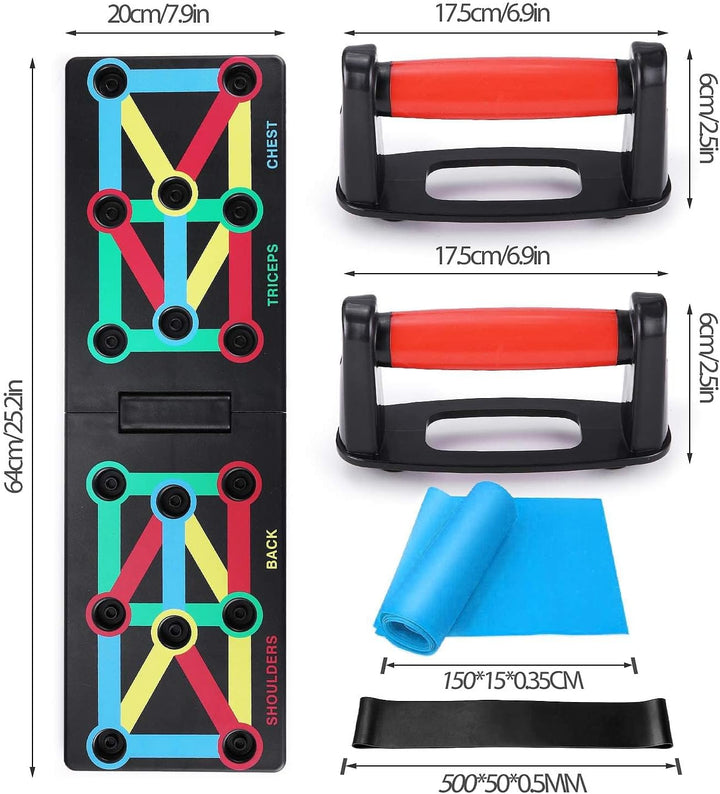 TOMSHOO Push Up Board mit liegestützgriffe, Faltbare Liegestütze mit Handgriff, Fitness Board Home T