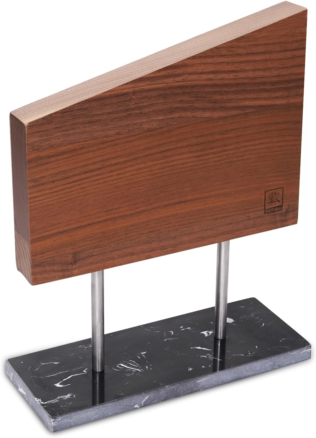 zayiko Doppelseitiger Magnetischer Messerblock aus Nussbaumholz mit Steinsockel I Stilvoller Messerh