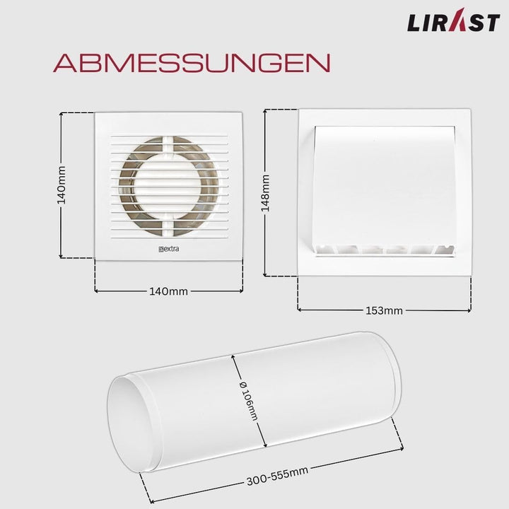 Ø 100mm Dezentrale Wohnraumlüftung mit Wärmerückgewinnung / Mit Kabel und Zugschnur Mit Kabel und Zu