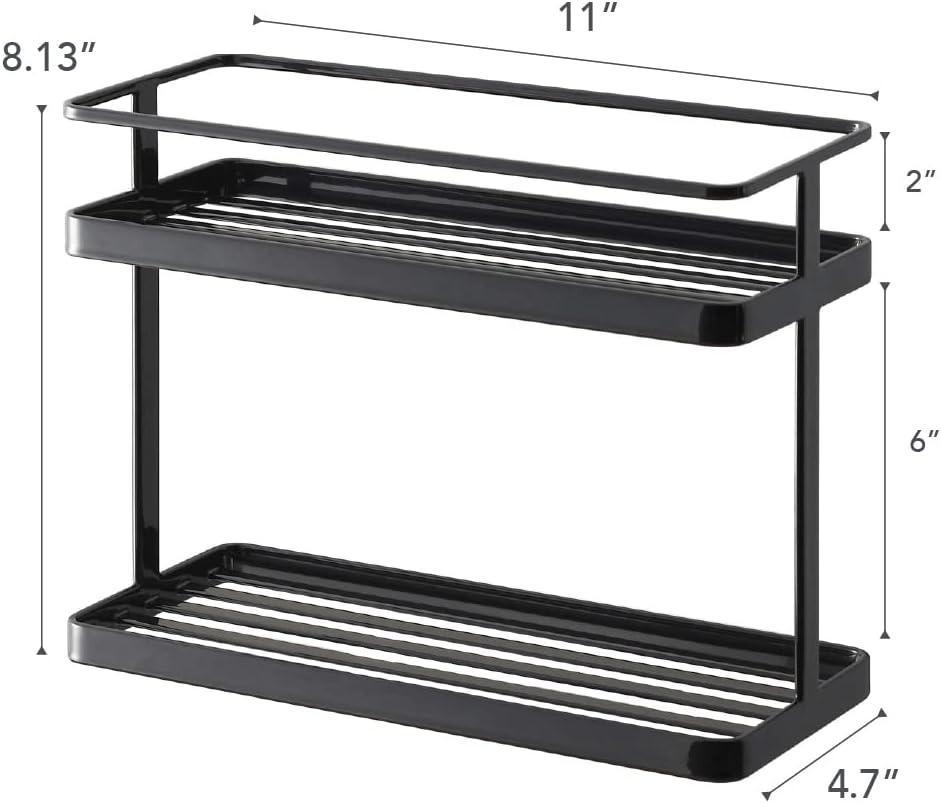 Yamazaki Home Countertop Gewürzablage und Organizer | Stahl, Einheitsgrösse, Schwarz, Schwarz