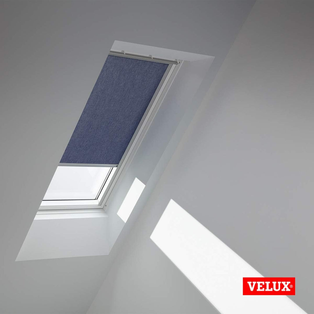 VELUX Original Dachfenster Sichtschutzrollo für M06, Dunkelblau, mit Grauer Führungsschiene B60 x H9