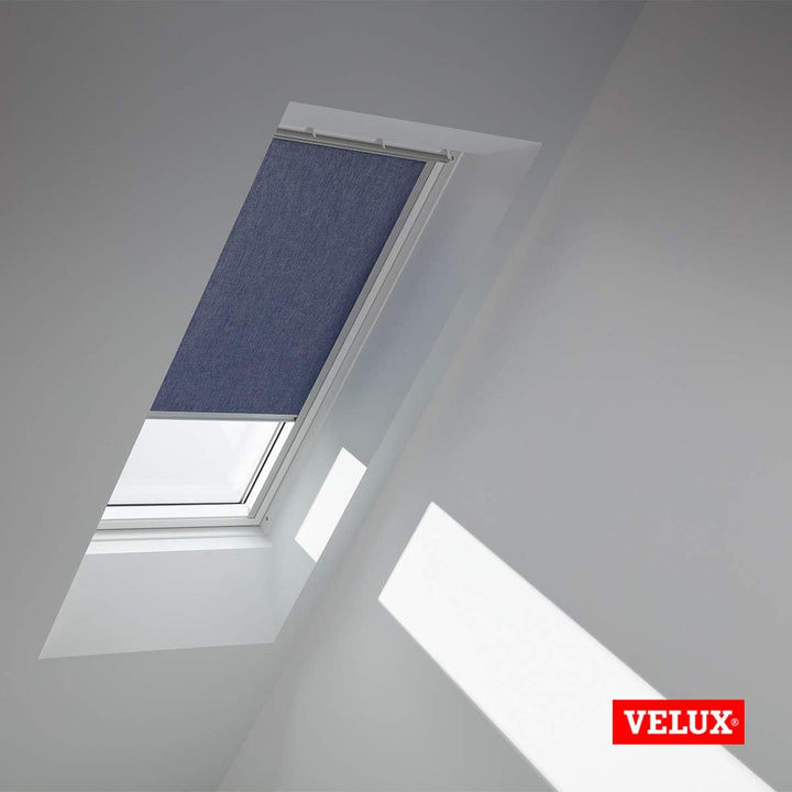 VELUX Original Dachfenster Sichtschutzrollo für M06, Dunkelblau, mit Grauer Führungsschiene B60 x H9