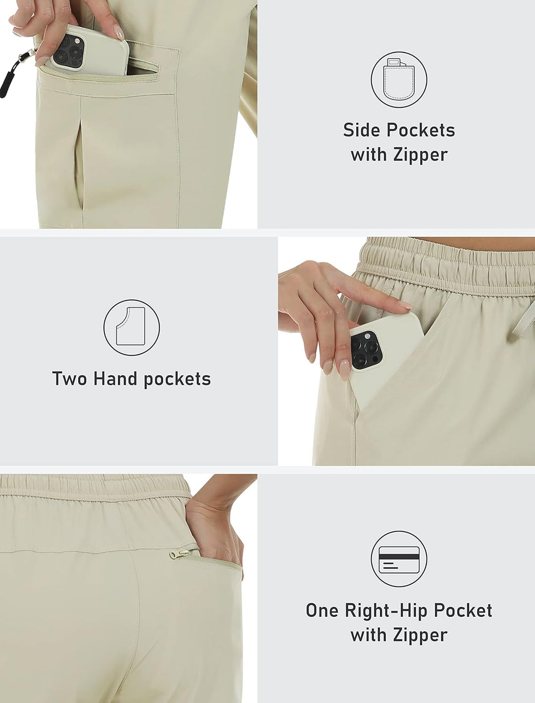 MoFiz Cargo Shorts Damen Wandershorts Lightweight Trekking Caprihose Sommer Outdoorhose mit Reissver