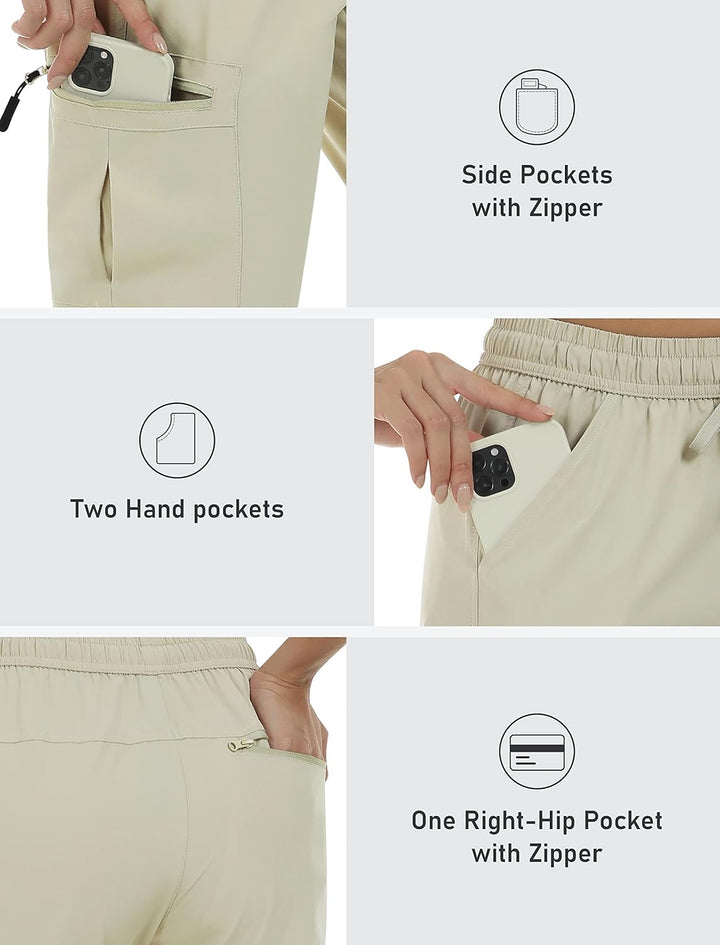 MoFiz Cargo Shorts Damen Wandershorts Lightweight Trekking Caprihose Sommer Outdoorhose mit Reissver