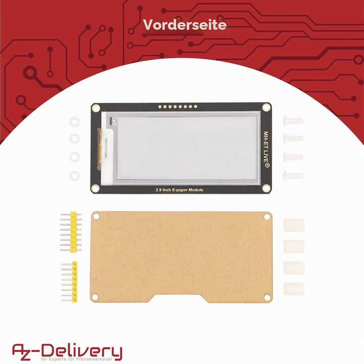 AZDelivery 5 x "2,9 Zoll ePaper Display Modul, 296x128 e-Ink Display Modul, geringer Stromverbrauch,