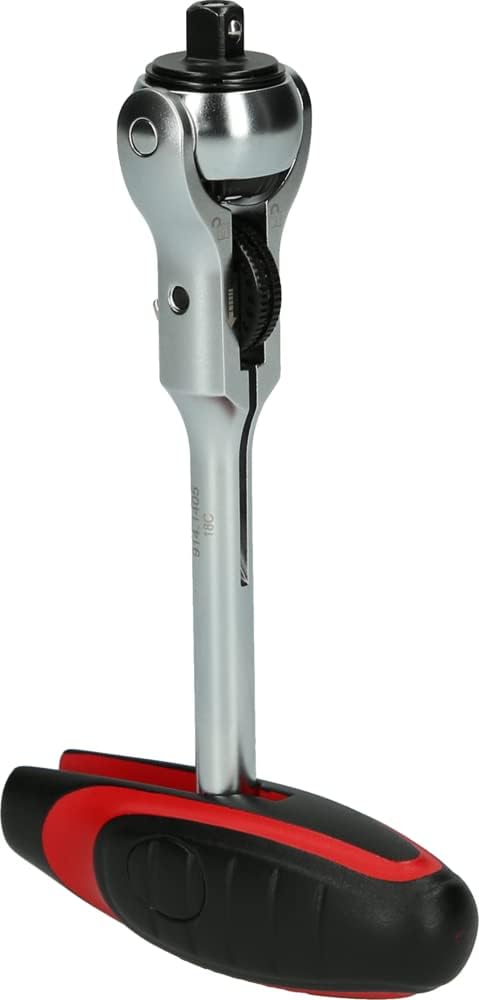 KS TOOLS - 914.1405-E - Modifix Knarre 1/4" mit Drehkopf und T-Griff - 72 Zähne - satiniertes Chrom-