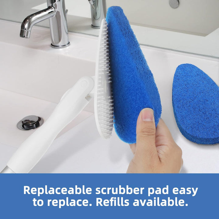 Qaestfy Reinigungsbürste Bad Dusche Schrubber mit Stiel Fliesenreiniger Borstenbürste Badreiniger mi
