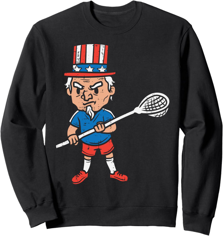 Uncle Sam Lacrosse American Sports 4th Of July Fourth Boys Sweatshirt