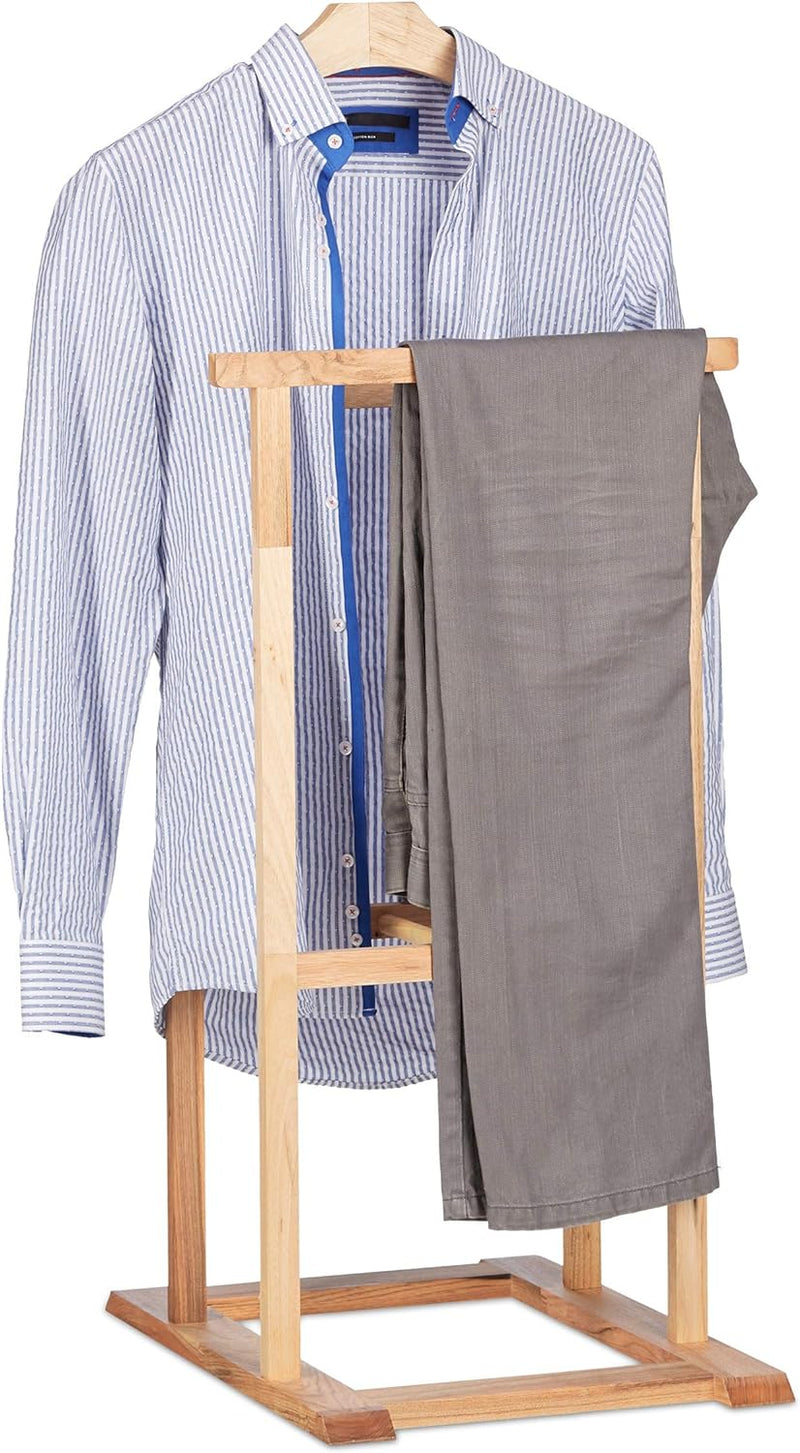 Relaxdays Herrendiener Holz, stummer Diener für faltenfreie Anzüge, Walnuss Kleiderständer HxBxT 102