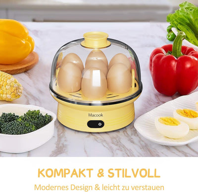 Macook Eierkocher für 1-7 Eier, Eierkocher Testsieger, Egg Cooker Computergesteuerte Kontrolle, Egg