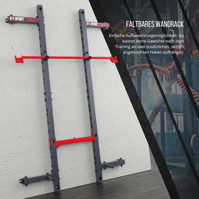 K-Sport: Wandrack – Squat Rack mit Klimmzugstange zur Wandmontage bis 225 kg belastbar I Kniebeugest