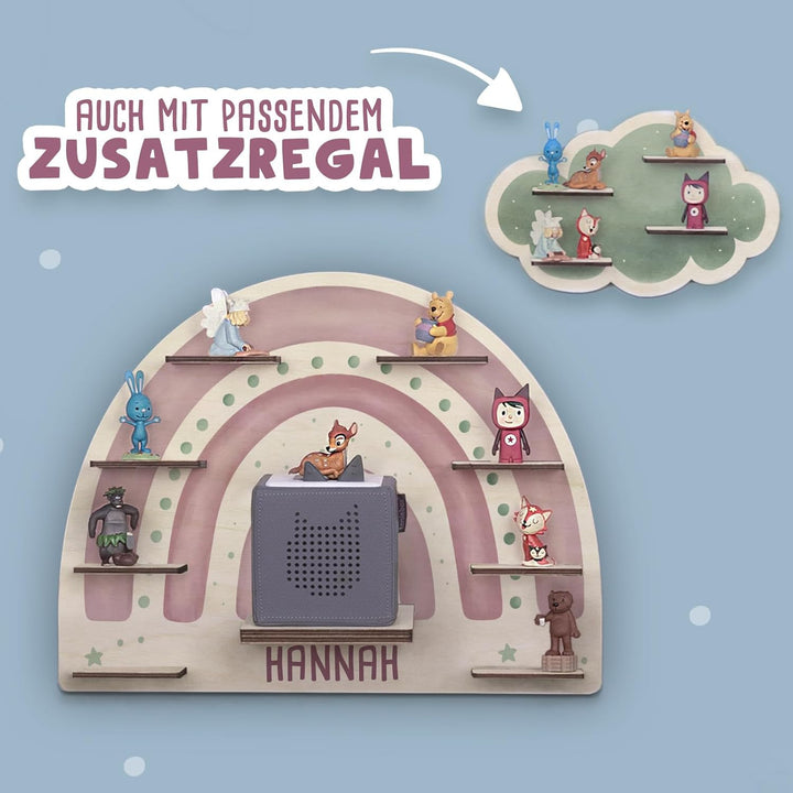 hellomini Personalisiertes Tonie Regal Mädchen - Toniebox 1 & Toniebox 2 Regal mit Wunschnamen fürs