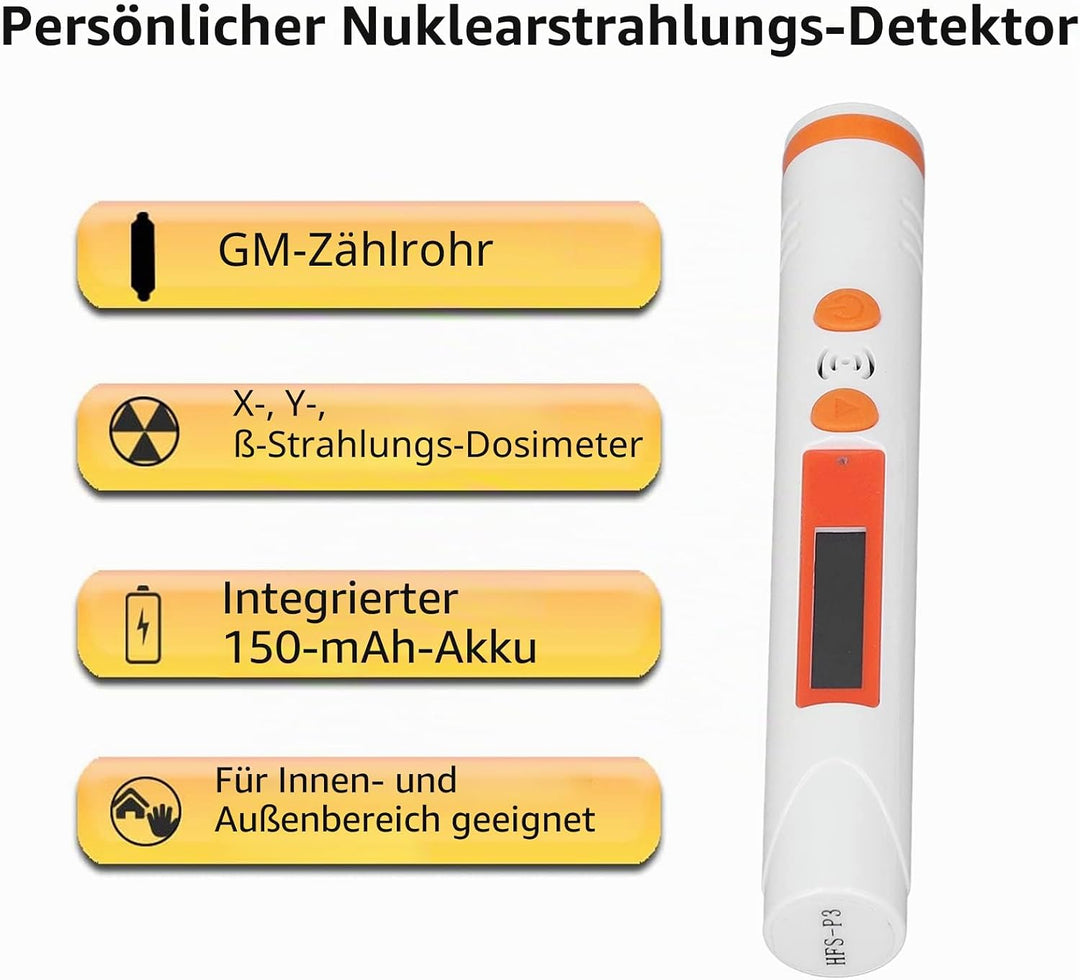 Eujgoov Verbesserter Geigerzähler-Personendosimeter Hochempfindlicher Kernstrahlungsdetektor Tragbar